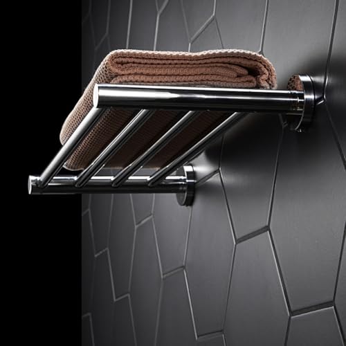20 Inch Bathroom Towel Rack, Hotel Style Towel Racks for Bathroom Wall Mounted, Modern Towel Bar Rack, 2-Tier Towel Shelves, Polished Chrome - color: Polished Chrome, size: 20 Inches