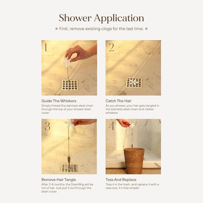 Shower Drain Hair Catcher – Disposable Bathroom Hair Trap, Easy to Install in Shower Drain Cover, Helps Prevent Clogs – As Seen on Shark Tank – White Flower (12-Pack) - color: White Flower, size: 12 Count