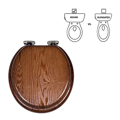 Design House Dalton Round Toilet Seat, Java Brown | Surface, Traditional, Wood, Hardware, 561241-JV - color: Dark Wood