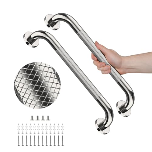 20 Inch Polished Chrome Shower Grab Bar with Anti-Slip Knurled Grip | YuanDe Stainless Steel Bathroom Grab Bars，Shower Handrail Support, Handicap Elderly Balance Assist Handles-2Packs - color: Chrome, size: 20inch-2Pack