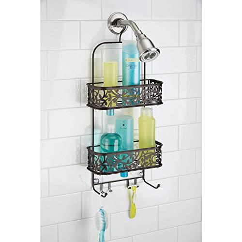 iDesign Vine Metal Wire Hanging Shower Caddy, Extra Wide Space for Shampoo, Conditioner, and Soap with Hooks for Razors, Towels, and More, 10.5" x 4.5" x 25" - size: 10.5" x 4.5" x 25", style: Shower Caddy