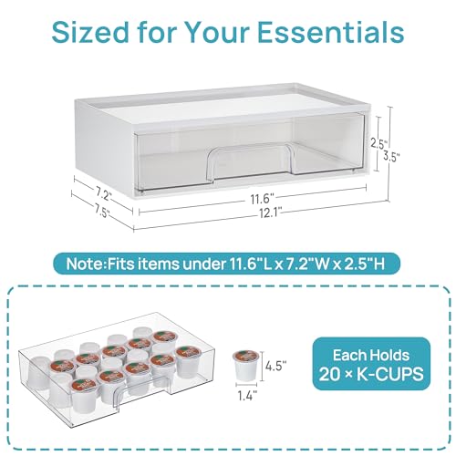 Vtopmart White Stackable Storage Drawers, 2 Pack Wide Organizers | Pull-Out Drawers, Stackable Design for Makeup Palettes, Cosmetics, Beauty Supplies, Vanity, Cabinet and Desk - style: 2pack Wide White