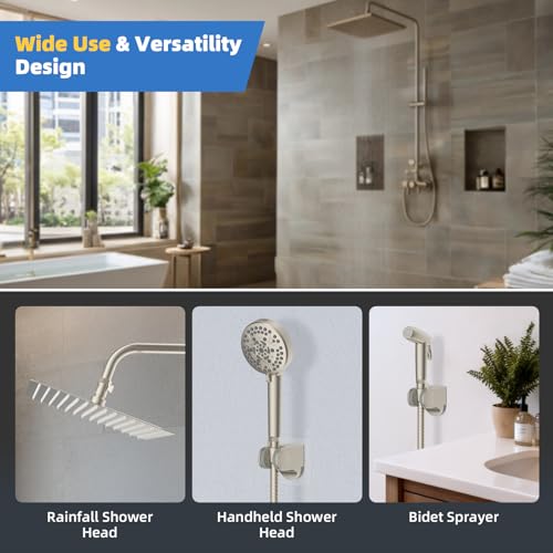Hibbent All Metal 1 Pack Shower Head Flow Control Valve, G1/2 Brass Shut-off Valve with Metal Handle Lever, Shut OFF Water Flow Control Regulator for Handheld Shower, or Bidet Sprayer, Brushed Nickel - color: Brushed Nickel