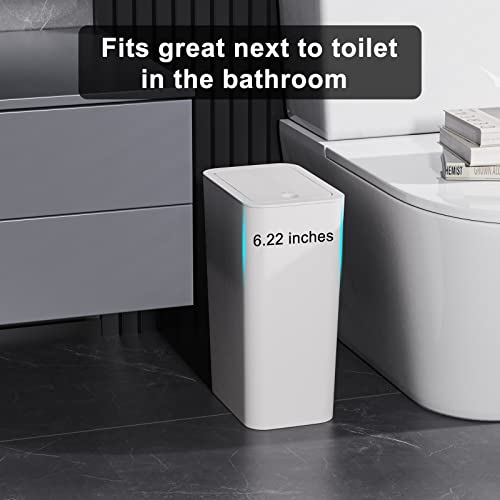 N. NETDOT Bathroom Trash Can with Lid 3 Pack Set,2 Packs 4Gal Slim Kitchen Trash Can and 1 Pack 2.6Gal Garbage Can,Small Trash Bin/Waste Basket for Bedroom,Office(Off White) - color: Off White, size: 2 X 4 Gal & 1 X 2.6 Gal