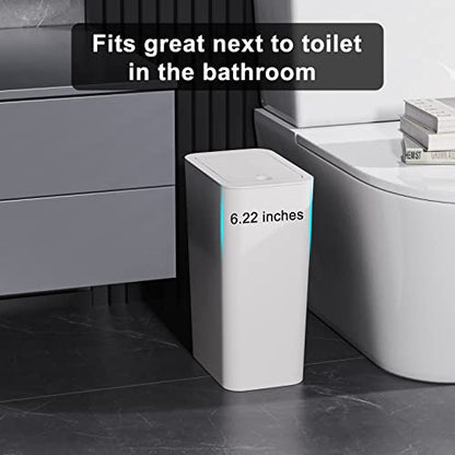 N. NETDOT Bathroom Trash Can with Lid 3 Pack Set,2 Packs 4Gal Slim Kitchen Trash Can and 1 Pack 2.6Gal Garbage Can,Small Trash Bin/Waste Basket for Bedroom,Office(Off White) - color: Off White, size: 2 X 4 Gal & 1 X 2.6 Gal