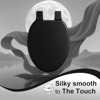 Toilet Seat, Slow Close, Soft Touch, Ultra-Smooth Matte Finish (No Orange-Peel Texture), Premium Moulded Wood, Quick Release, PIKLiDS (Black, Elongated) - color: Black, size: Elongated