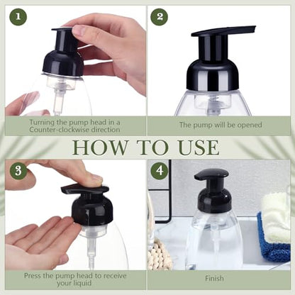 Nuenen 48 Pieces 8oz Foaming Soap Dispenser Refillable Foaming Pump Bottles Bulk Travel Hand Soap Dispenser Plastic Press Bottles Empty Containers for Shampoo Bathroom Commercial(Black) - color: Black