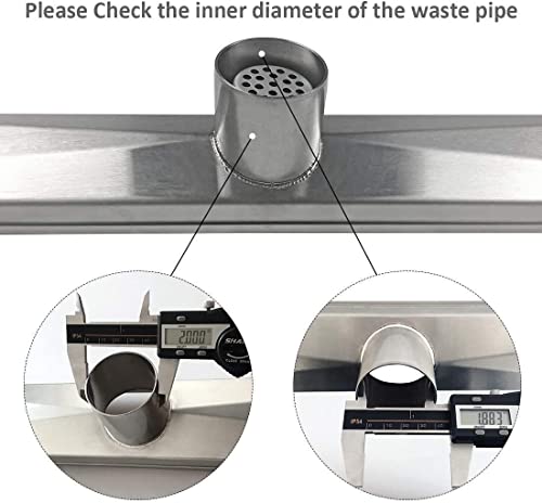 Neodrain 40" Linear Shower Drain, Brushed 304 SS Bathroom Linear Drain,cUPC | Brushed Nickel Shower Drain with Quadrato Grate& Adjustable Feet, Long Rectangle Shower Floor Drain in Bathroom, Balcony etc - color: Brushed Nickel, size: 40 In