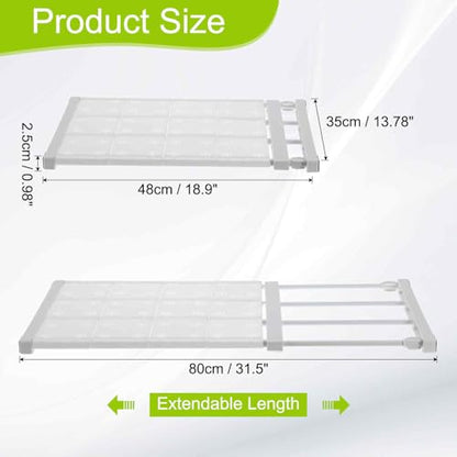HARFINGTON Expandable Closet Tension Shelf 18.9" to 31.5" Adjustable Closet Organizer 2.5" x 13.78" Flower Pattern Storage Rack for Wardrobe Cupboard Kitchen Bedroom - size: 48cm to 80cm