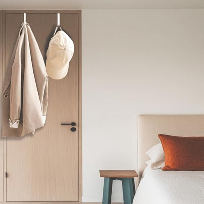 5 Pack Over The Door Hooks(L=4.7"), Over Door Hanger, Heavy Duty No Drill Hanger for Towels, Coats, Hats, Bags in Bathroom, Bedroom, Kitchen, Living Room-White - color: White(5 Pack 4.7")