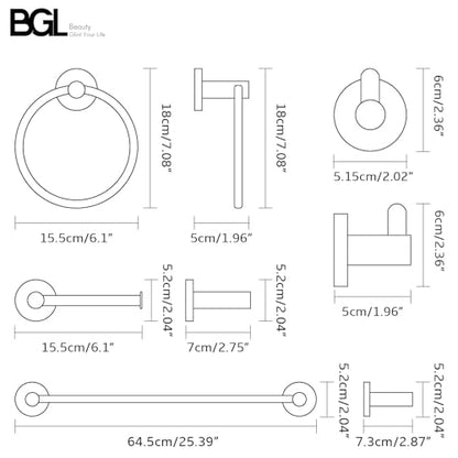 BGL Bathroom Accessory Set Brushed Nickel 4-Pieces Bathroom Towel Rack 24 Inches Adjustable Bathroom Hardware Set - color: Brushed Nickel, size: 4 PIECES