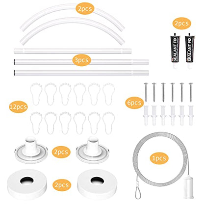 U Shaped Shower Curtain Rod (Both sides: 31.5"-47",Middle: 34.7"-43") Adjustable True 304 Stainless Bathroom Bathtub Shower Curtain Rod Rack White - color: U Shaped White, Length on both sides: 31.5"-47",Middle width:34.7"-43", size: U Shaped