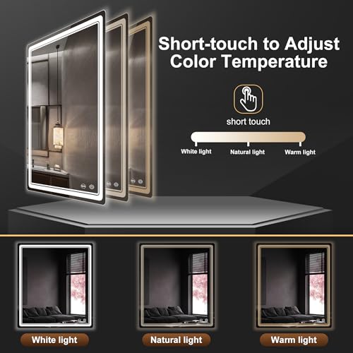 LED Bathroom Mirror with Lights, Anti-Fog, Dimmable, Lighted Bathroom Vanity Mirror for Wall, UL-Certified (36 x 36) - size: 36"L x 36"W