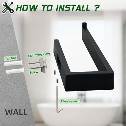 Alise Hand Towel Holder for Bathroom Wall Mounted,Matte Black | SUS304 Stainless Steel, Full Square, Towel Hanger Towel Bar Towel Rack for Bathroom Walls,Lavatory,Kitchen
