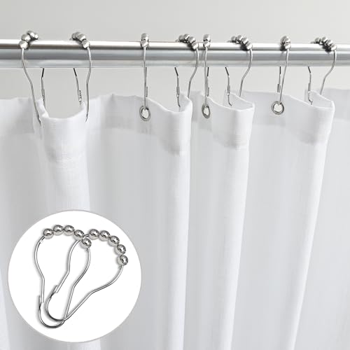 KOUFALL White Waterproof Linen Fabric Shower Curtain 54x72 Inch Length - color: White, size: 54"W x 72"L (Pack of 1)