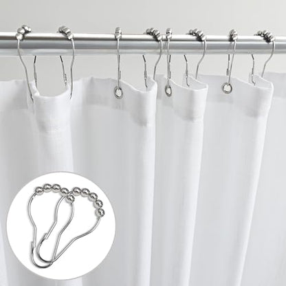 KOUFALL White Waterproof Linen Fabric Shower Curtain 54x72 Inch Length - color: White, size: 54"W x 72"L (Pack of 1)