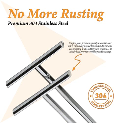 KB Designs - Metal Modern 2 Bar Free Standing Towel Quilt Rack Stand, Chrome