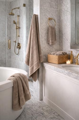 100% Egyptian Cotton Towel Set, 600 GSM, Double Twisted Yarns, Ultra Soft & Highly Absorbent Towels, Made in Egypt. (Mocha, Single Set Cotton Towels) - color: Mocha
