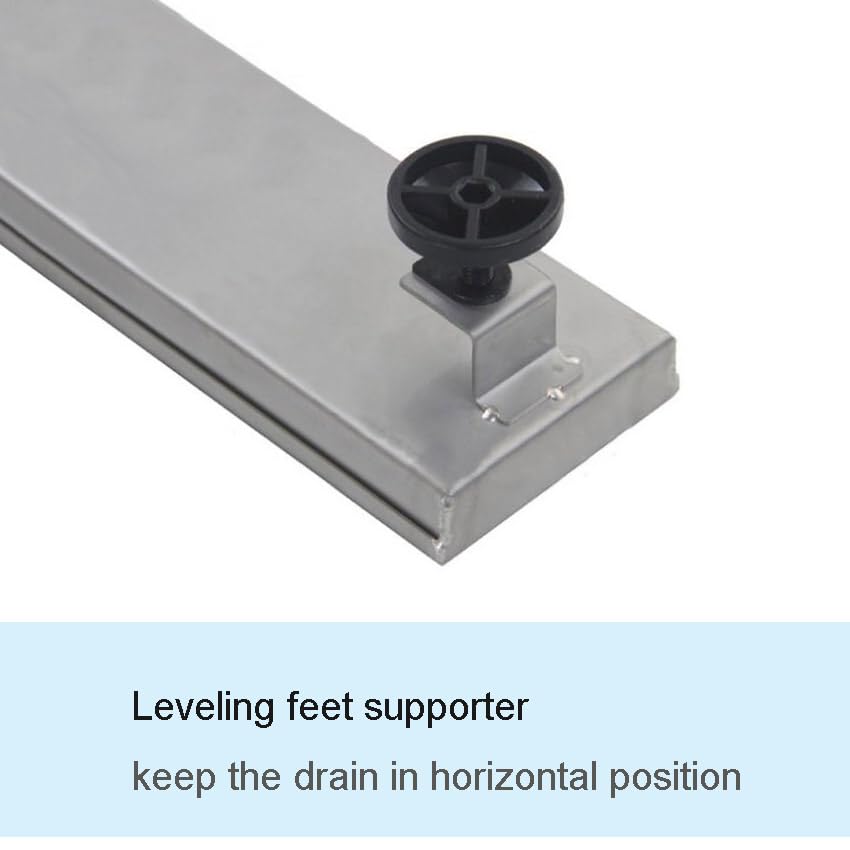 Akitbahome 36-inch Offset Side Outlet Linear Shower Drain with Grate Cover,Brushed Stainless Steel Rectangle Shower Floor Drain with Adjustable Leveling Feet