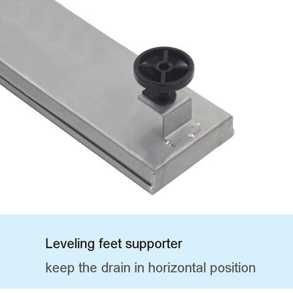 Akitbahome 36-inch Offset Side Outlet Linear Shower Drain with Grate Cover,Brushed Stainless Steel Rectangle Shower Floor Drain with Adjustable Leveling Feet