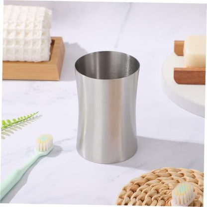 Ipetboom Stainless Steel Travel Toothbrush Cup with Waist Design Versatile Bathroom Tumbler for Gargle Water Wine and Toothbrush Holder Practical Multi Use Wash Cup for Home and Travel