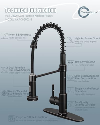 Oil Rubbed Bronze Single Handle Kitchen Faucet Set with Pull Down Sprayer and Soap Dispenser, 17-inch Tall - color: F-Oil Rubbed Bronze, style: Contemporary