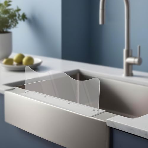 Beautyflier Splash Guard for Kitchen Sink Area Placed, Premium Kitchen Sink Water Splash Guard Behind the Sink/Behind Faucet, for Kitchen, Island and Bathroom, 16.75 Inches, Bottom Leak-Proof