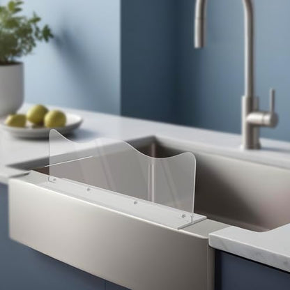 Beautyflier Splash Guard for Kitchen Sink Area Placed, Premium Kitchen Sink Water Splash Guard Behind the Sink/Behind Faucet, for Kitchen, Island and Bathroom, 16.75 Inches, Bottom Leak-Proof