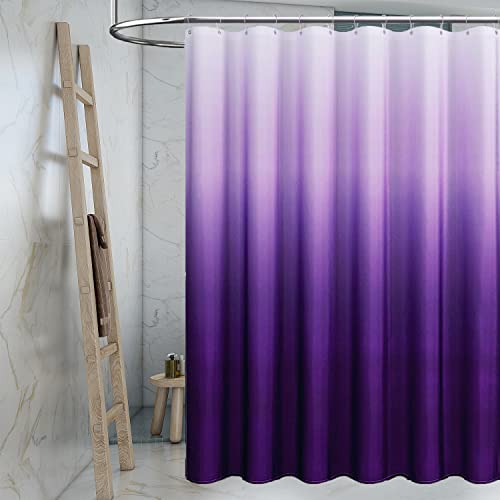 TIKABC Shower Curtain Liner, 4G PEVA Shower Liner, Plastic Waterproof Shower Curtains, with Grommet Holes and 3 Magnetic Weights(Gradient Purple) - color: Gradient Purple