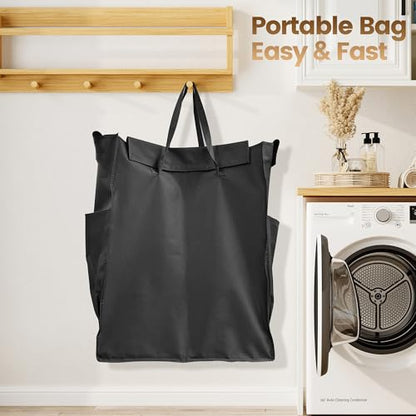 Homeiju 180L Large Laundry Hamper with Wheels, Rolling Laundry Basket with Metal Frame and Removable Bag Design, Dirty Clothes Laundry Cart for Bathroom, Dorm Room, Laundry Room, Black - color: Black