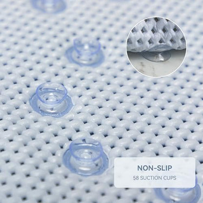 Bathtub Mat Non Slip 36'' X 17'', Soft Foam Bath Mat for Tub, Bathtub Mat with Drain Holes, Suction Cups Shower Mat (Cement Blue, 36''X17'')