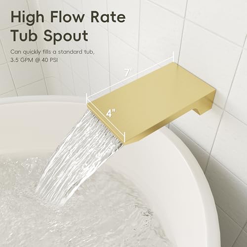 Gabrylly Shower System with Tub Spout, Wall Mounted Shower Faucet Set for Bathroom with High Pressure 10" Rain Shower head and 3-Setting Handheld Shower Head Set,Brushed Gold - color: brushed gold 01