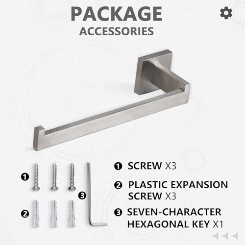 LANC Left Side Bathroom Hand Towel Holder Brushed Nickel Hand Towel Bar 10 Inche Square Towel Ring for Kitchen Bathroom Wall Mount Stainless Steel Modern Towel Racks Hanger, A8806BN-LF - color: Brushed Nickel, size: 1 Pack(Left Hand)