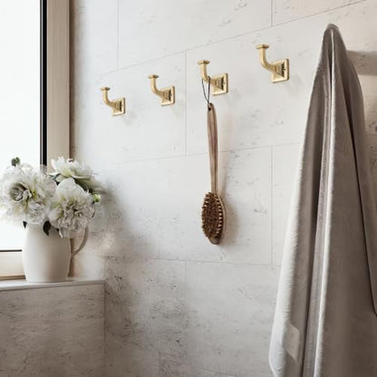 CHIVS Heavy Duty Sold Zinc Towel Hooks, Wall Mounted Square Robe Hooks for Bathroom, Kitchen, Bedroom, Hotel ，Champagne Bronze Wall Hook 5 Pack - color: Champagne Bronze