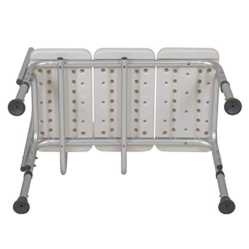 Flash Furniture HERCULES Series 300 Lb. Capacity Adjustable White Bath & Shower Transfer Bench with Back and Side Arm - color: White