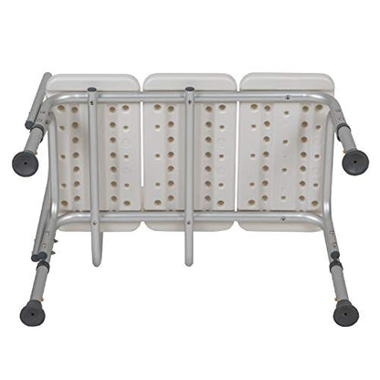 Flash Furniture HERCULES Series 300 Lb. Capacity Adjustable White Bath & Shower Transfer Bench with Back and Side Arm - color: White