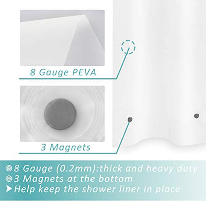 48x72 Stall Size Shower Curtain Liner Frost | 3 Bottom Magnets,8 Rustproof Grommets,Water Proof Heavy Duty PEVA,48W x 72H for Shower Stall Narrow Width - color: Frost, size: 48"W x 72"L (Pack of 1)