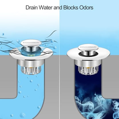 coamanug Bathtub Stopper | Shower Drain Hair Catcher, Pop-up Tub Stopper with Strainer | Bathroom Drain Plug | Drain Protector for 1-1/2 to 1-3/4"" Bath Drain Hole - color: Silver