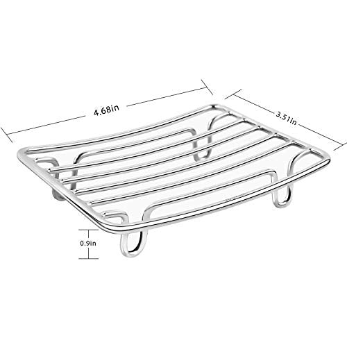 Bar Soap Dish Holder for Shower Bathroom Stainless Steel Rust Proof Self Draining, Chrome-2 Pack - color: Chrome-rectangular 2p
