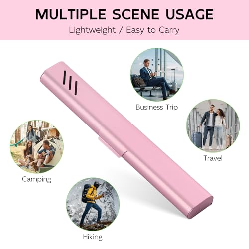 Travel Toothbrush Case, Portable Toothbrush Holder, Durable Aluminum Toothbrush Storage Box, Small Breathable Manual Toothbrush Container for Traveling, School, Camping, Business Trip - Pink - color: Pink
