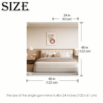 Gym Mirror 2 PCS 48 x 24 Inch (Each) | Tempered Glass Frameless,Large workout Mirror for Home Gym, Bedroom,Garage, Yoga, Dance - size: 48 x 24 Inches Each (2-Pack)