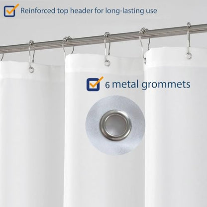 N&Y HOME Small Stall Shower Curtain Liner Fabric, White, 32 x 72 inches | Narrow Size, Hotel Quality, Washable, Water Repellent, 32x72 White Bathroom Curtain with Grommets - color: White, size: 32"W x 72"L (Pack of 1)