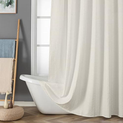 Aiyufeng Cream Stall Fabric Shower Curtain - Soft & Lightweight Small Shower Curtain with Texture for Narrow Stall Size, Machine Washable - 36x72, Cream - color: Cream, size: 36"W x 72"L (Pack of 1)