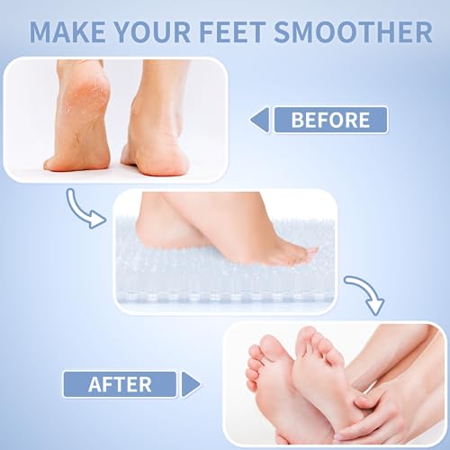 Yolife Shower Foot Scrubber Mat, Anti-Slip Bath Mat with Scrub Bristles, Soft Shower Foot Massager with Strong Suction Cups for Soothe Achy Feet,27.5'' x 15.7'' - color: Clear, size: 27.5" x 15.7" (Rectangular)