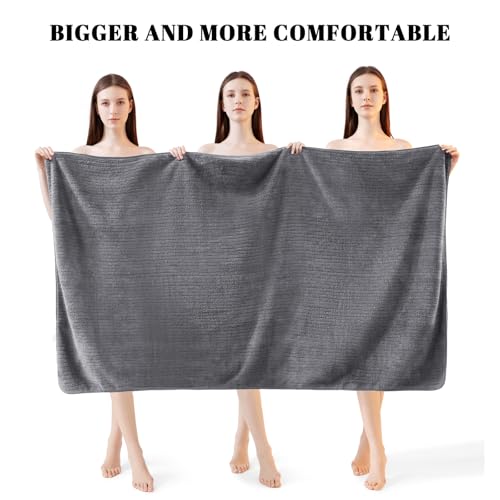 Bath Towels Set of 4 Extra Large 35 x 70 Inches,Luxury Thick High Absorbent Quick Dry Bath Sheet,Ultra Soft Microfiber,Bathroom,Beach,Yoga,Sport,SPA (Grey) - color: Grey, style: 4 Piece Bath Towels