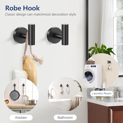 TQKAG Bathroom Hardware Set Black, 5 Piece Bathroom Towel Bar Holder Sets | SUS304 Stainless Steel, 23.6" Toilet Paper Holder with Shelf, Towel Racks for Bathroom Wall Mounted, Matt Black Towel Bars - color: Matte Black, size: 5-Pieces Set-A