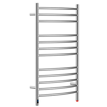 12-Bar Curved Towel Warmer, Heated Towel Rack with Timer, Brushed | 12 Curved Heating Bars, Timer And Temperature Control, 160W Power, Wall-Mounted Design, Plug-In Or Hardwired Installation - color: Brushed