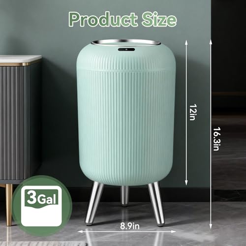 Procade Blue Bathroom Trash Can with Lid,Small Automatic Touchless Trashcan | 3 Gal Motion Sensor Trash can with Legs,Mini Auto Garbage Can,Smart Plastic Waste Basket for Bedroom,Kitchen,Dorm,rv,Office - color: Blue