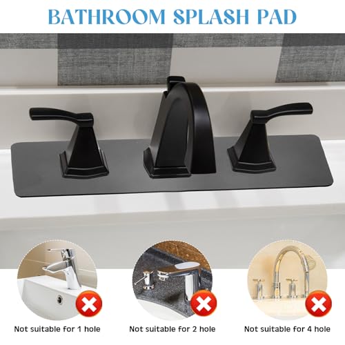 Tioncy 2 Pcs 3 Hole Faucet Mat for Kitchen Sink Kitchen Faucet Absorbent Mat Splash Catcher Sink Drip Catcher for Bathroom Counter(Square Hole,Dark Gray)