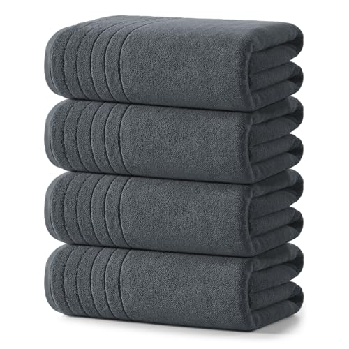 REDKISS Luxury Bath Towels Set of 4, 35x70 in, Highly Absorbent & Quick Dry, Super Soft Extra Large Premium Thick Cotton Gray Bath Sheets for Shower, Hotel, Bathroom, Spa - color: Gray01, size: Set of 4